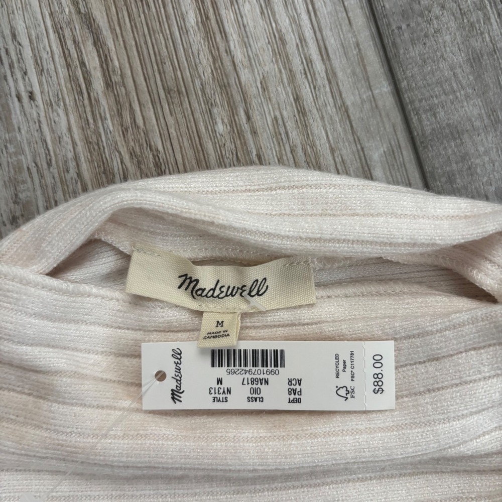 Madewell Ribbed Mockneck Dolman Top Womens‎ Medium Cream NY313 - Picture 7 of 8